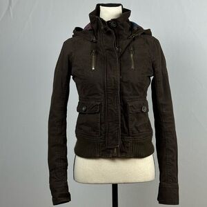 ABERCROMBIE & FITCH Vintage Y2K bomber/utility jacket with hood - size small